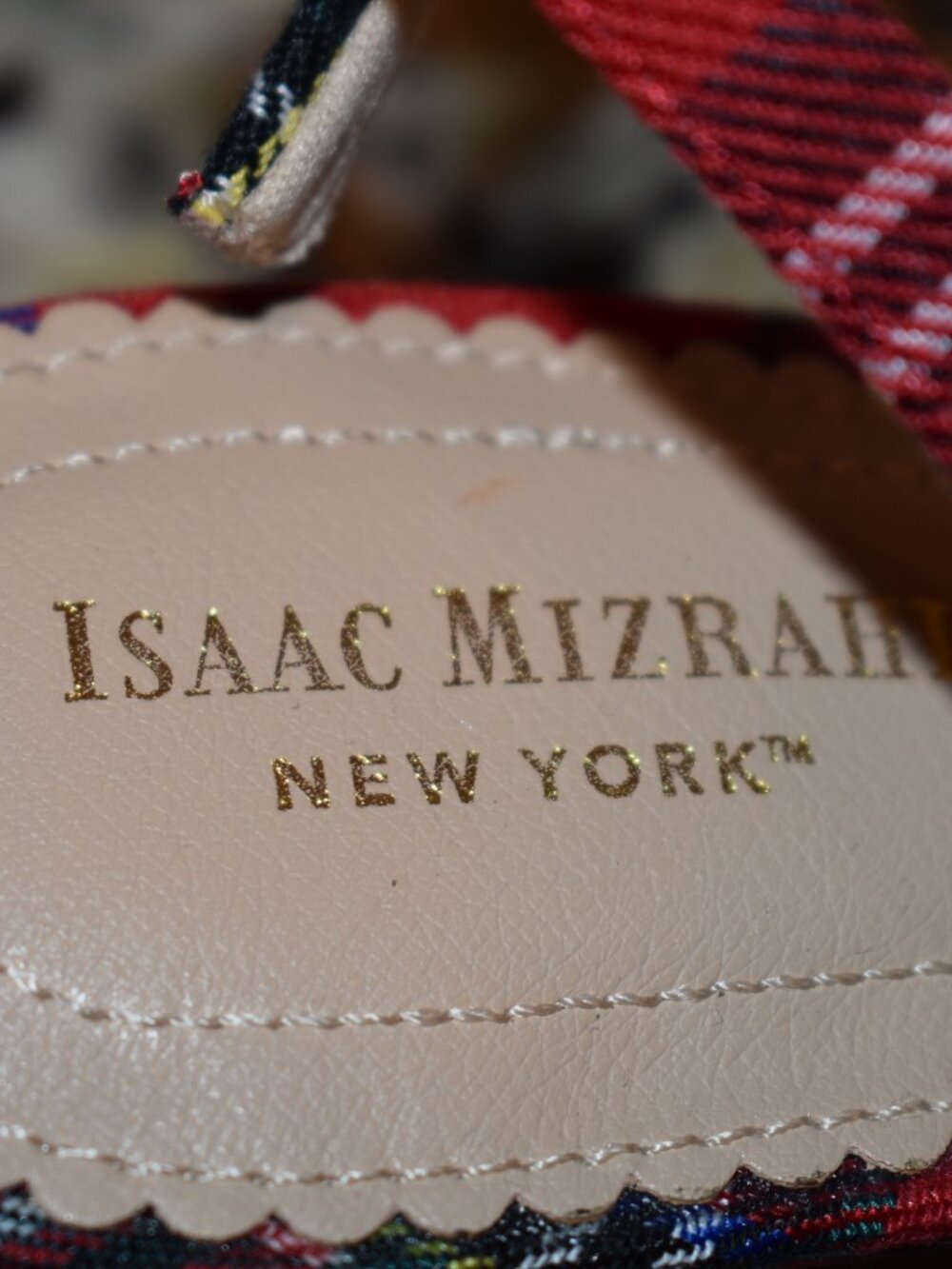 Isaac Mizrahi Red Plaid Slingback Kitten Heels Size 7 - Picture 5 of 7
